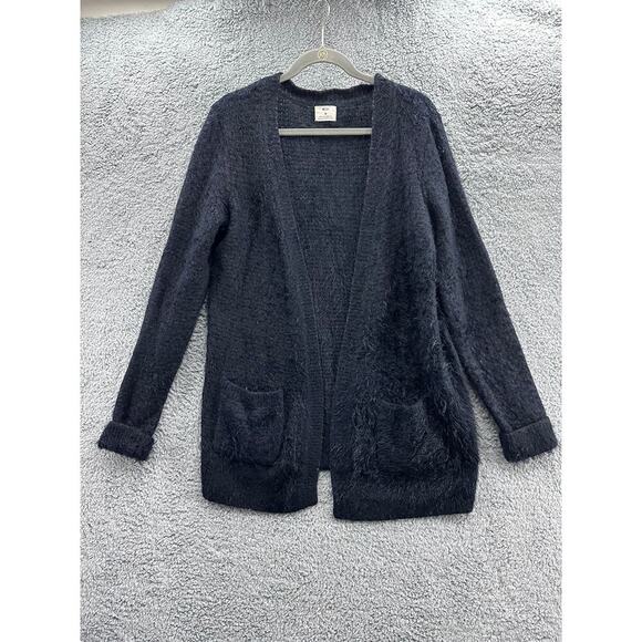 Pins & Needles Women's Medium Black Fuzzy Cardigan Open‎ Front Long Sleeves Cozy - Picture 1 of 11